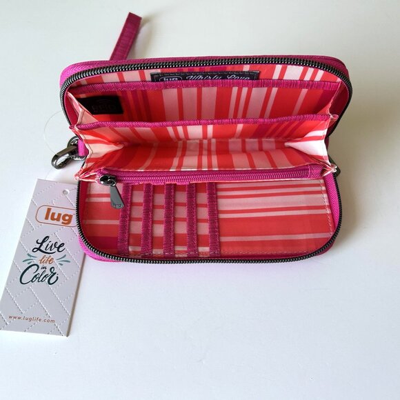 Lug Whirly Love RFID Wristlet Wallet Brushed Rosette Pink with Bubble Pink Love - Picture 7 of 12